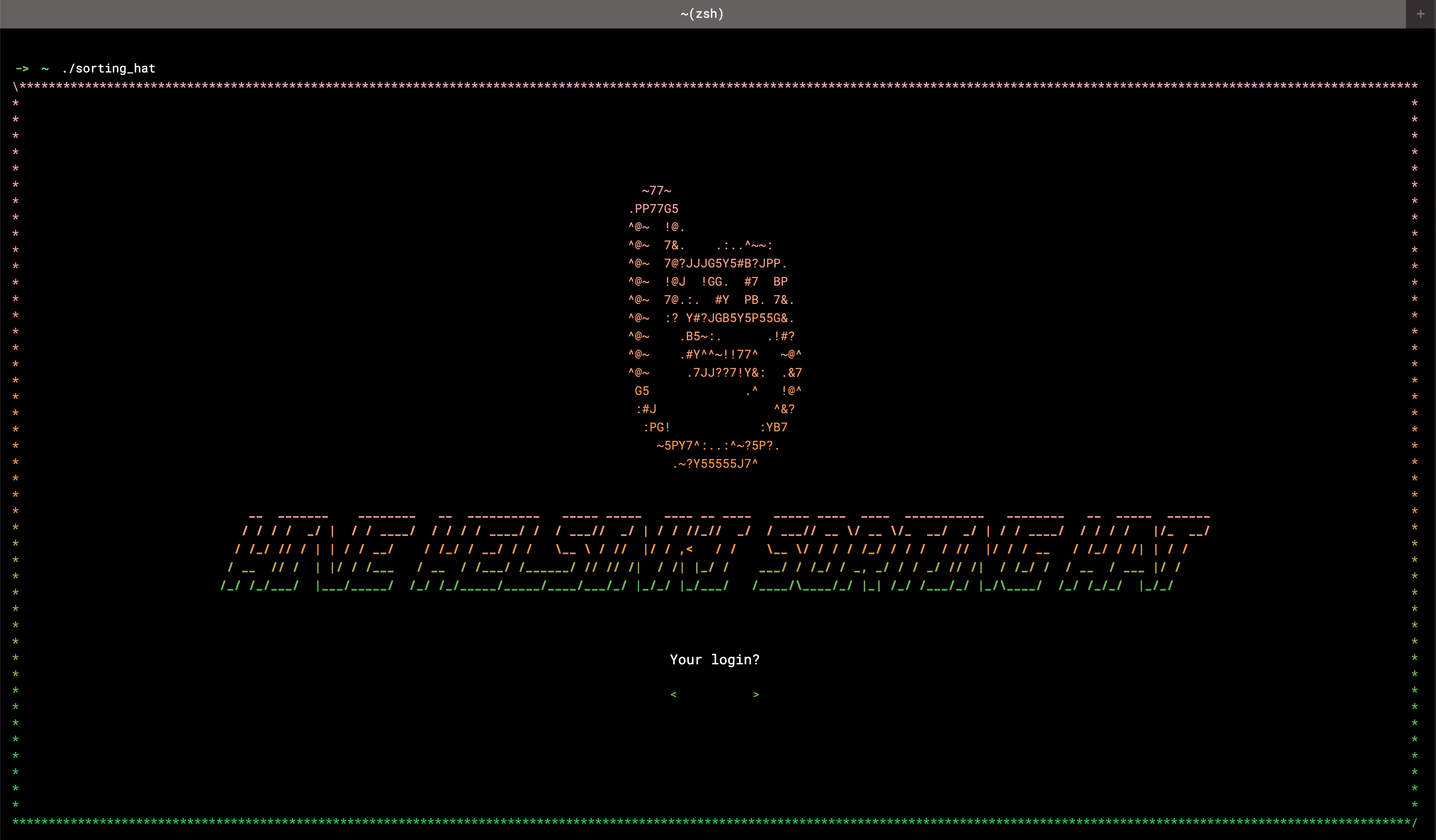Screenshot of Sorting Hat app